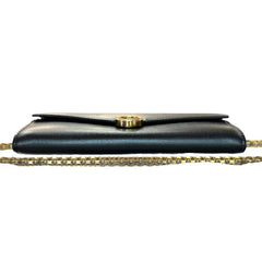 FENDI Black Grained Calfskin Leather Continental Wallet Fendi