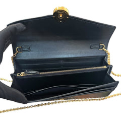 FENDI Black Grained Calfskin Leather Continental Wallet Fendi