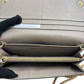 PRADA Grey Saffiano Calfskin Leather Wallet with Chain Prada