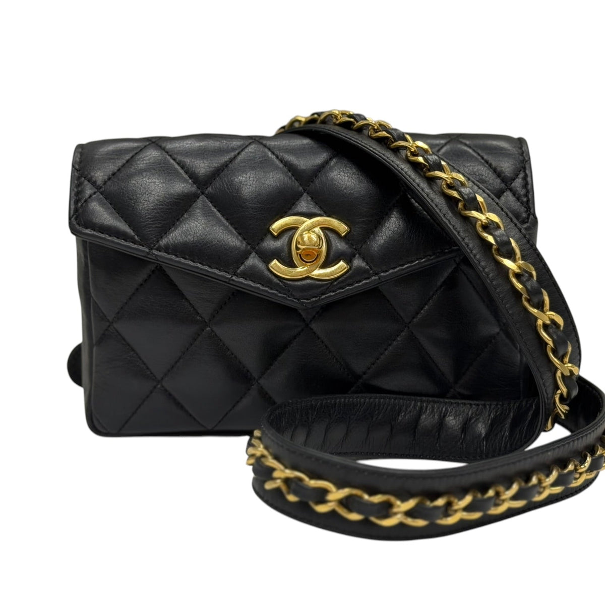 CHANEL Black Lambskin Belt Bag Chanel