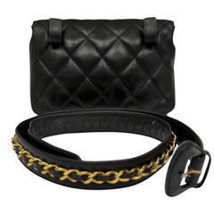 CHANEL Black Lambskin Belt Bag Chanel