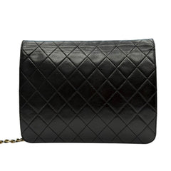 CHANEL Black Lambskin Classic Single Flap Chain Bag Chanel