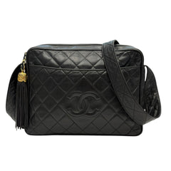 CHANEL Black Quilted Lambskin Large Camera Bag Chanel