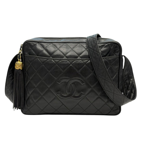 CHANEL Black Quilted Lambskin Large Camera Bag Chanel