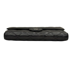 CHANEL Black Caviar Leather SHW Classic Flap Wallet Chanel