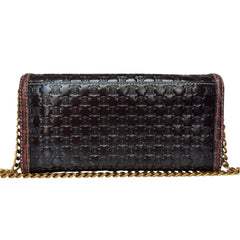 CELINE Brown Patent and Croc Embossed Leather Triomphe Long Wallet with Chain Celine