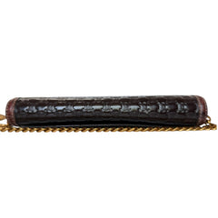 CELINE Brown Patent and Croc Embossed Leather Triomphe Long Wallet with Chain Celine