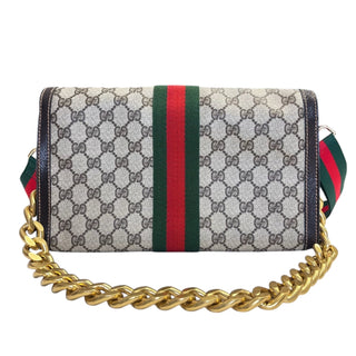GUCCI Large Brown Ophidia Clutch with Strap & Chain Gucci