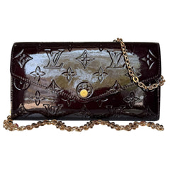 LOUIS VUITTON Aubergine Vernis Sarah Wallet with Chain Louis Vuitton