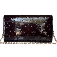 LOUIS VUITTON Aubergine Vernis Sarah Wallet with Chain Louis Vuitton