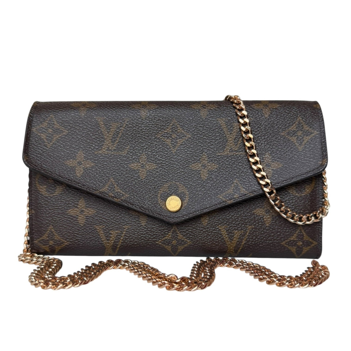 LOUIS VUITTON Monogram/Burgundy Sarah Wallet with added Chain Louis Vuitton