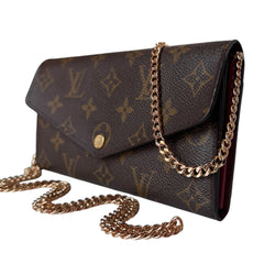 LOUIS VUITTON Monogram/Burgundy Sarah Wallet with added Chain Louis Vuitton