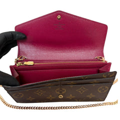 LOUIS VUITTON Monogram/Burgundy Sarah Wallet with added Chain Louis Vuitton