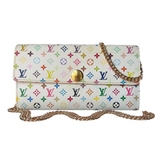 LOUIS VUITTON White Multicolor Monogram Sarah Wallet on Chain Louis Vuitton