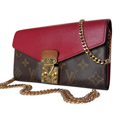 LOUIS VUITTON Red Monogram Portefeuille Pallas Wallet with Chain Louis Vuitton