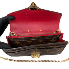 LOUIS VUITTON Red Monogram Portefeuille Pallas Wallet with Chain Louis Vuitton