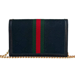 GUCCI Black Canvas Mini Ophidia Clutch with added Chain Gucci