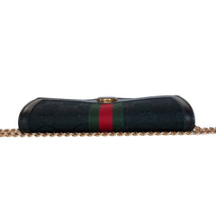 GUCCI Black Canvas Mini Ophidia Clutch with added Chain Gucci