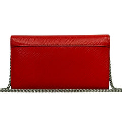 LOUIS VUITTON Red Epi Leather Twist Wallet with Chain Louis Vuitton