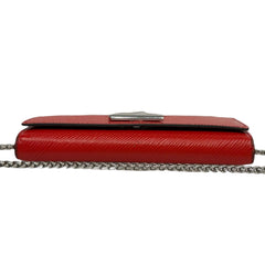 LOUIS VUITTON Red Epi Leather Twist Wallet with Chain Louis Vuitton