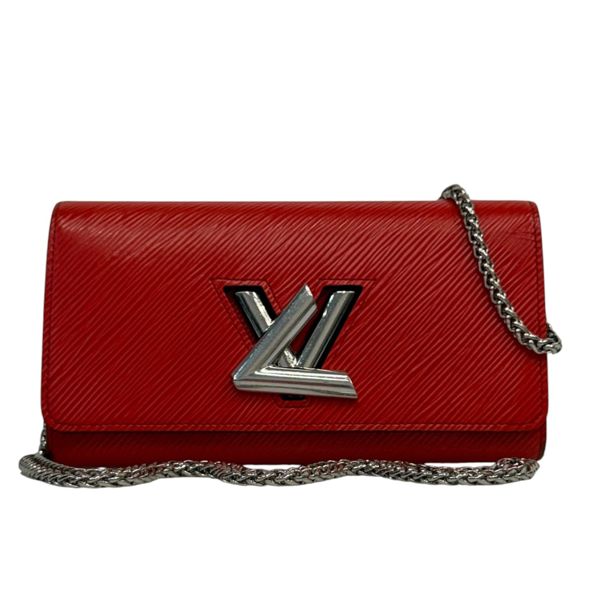 LOUIS VUITTON Red Epi Leather Twist Wallet with Chain Louis Vuitton