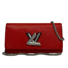 LOUIS VUITTON Red Epi Leather Twist Wallet with Chain Louis Vuitton