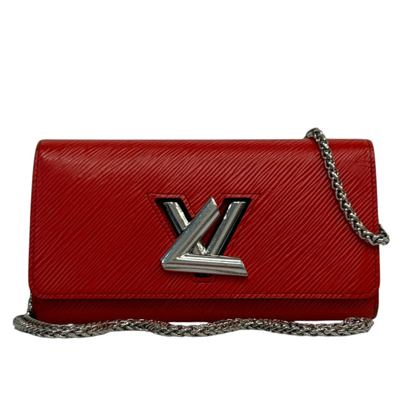 LOUIS VUITTON Red Epi Leather Twist Wallet with Chain Louis Vuitton