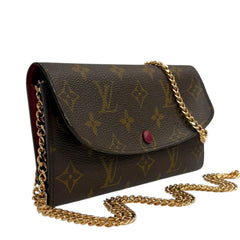 LOUIS VUITTON Monogram/Rasberry Emilie Wallet with Added Chain Louis Vuitton