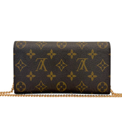 LOUIS VUITTON Monogram/Rasberry Emilie Wallet with Added Chain Louis Vuitton
