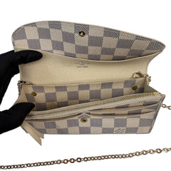 LOUIS VUITTON Damier Azur Emilie Wallet with Chain Louis Vuitton