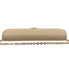 GUCCI Ivory Leather/Coated Canvas GG Supreme Marmont Wallet with added Chain Gucci