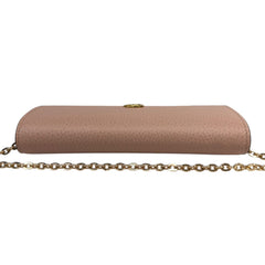 GUCCI Pink Leather/Coated Canvas GG Supreme Marmont Wallet with added Chain Gucci