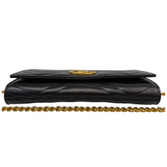 GUCCI Black Leather GG Marmont Wallet with Chain Gucci