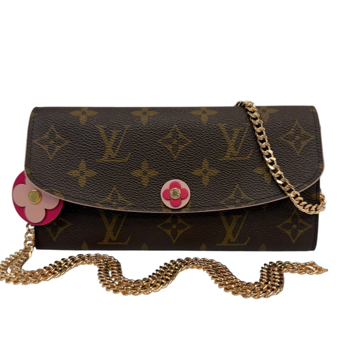 LOUIS VUITTON Flower Monogram Emilie Wallet with Chain Louis Vuitton