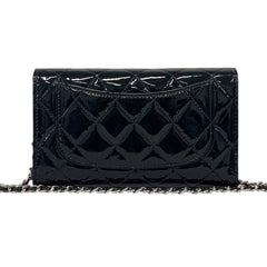 CHANEL Black Patent Leather Classic Flap Trifold Wallet SHW Chanel