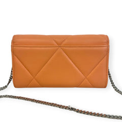 CHANEL 19 Melon Goatskin Large Quilt Medium Flap Wallet with added Chain Chanel
