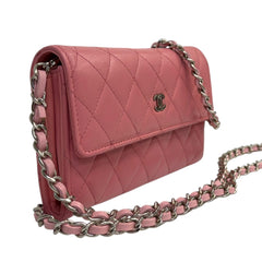CHANEL Pink Quilted Lambskin SHW Long Flap Wallet Chanel