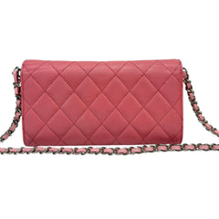 CHANEL Pink Quilted Lambskin SHW Long Flap Wallet Chanel