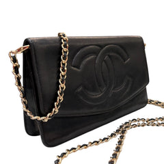 CHANEL Black Lambskin GHW Timeless Clutch Chanel