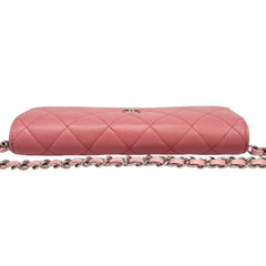 CHANEL Pink Quilted Lambskin SHW Long Flap Wallet Chanel