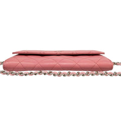 CHANEL Pink Quilted Lambskin SHW Long Flap Wallet Chanel