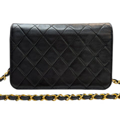 CHANEL Black Lambskin Full Flap Chain Bag Chanel