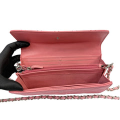 CHANEL Pink Quilted Lambskin SHW Long Flap Wallet Chanel