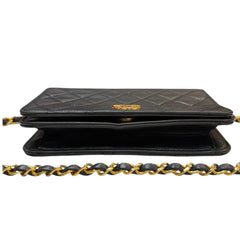 CHANEL Black Lambskin Full Flap Chain Bag Chanel