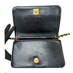 CHANEL Black Lambskin Full Flap Chain Bag Chanel