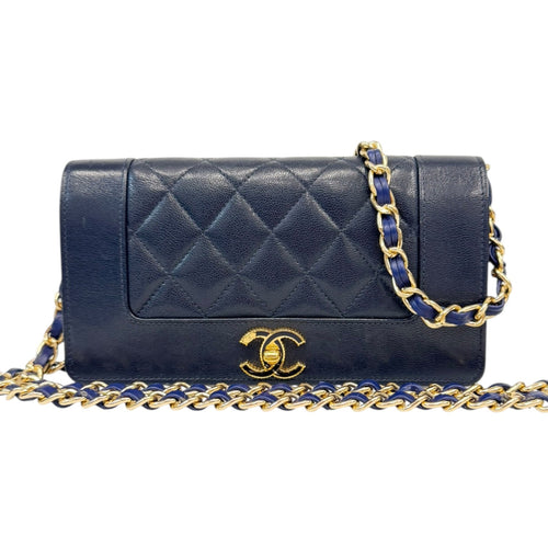 CHANEL Navy Goatskin Mademoiselle Full Flap Gusseted Wallet Chanel