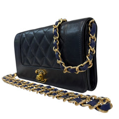 CHANEL Navy Goatskin Mademoiselle Full Flap Gusseted Wallet Chanel