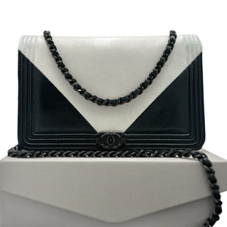 CHANEL Lambskin Tuxedo Boy Original Wallet on Chain Chanel