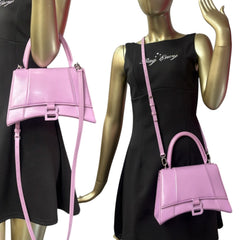 BALENCIAGA Lilac Shiny Box Calfskin Small Hourglass Top Handle Bag Gucci