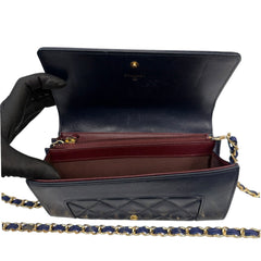 CHANEL Navy Goatskin Mademoiselle Full Flap Gusseted Wallet Chanel